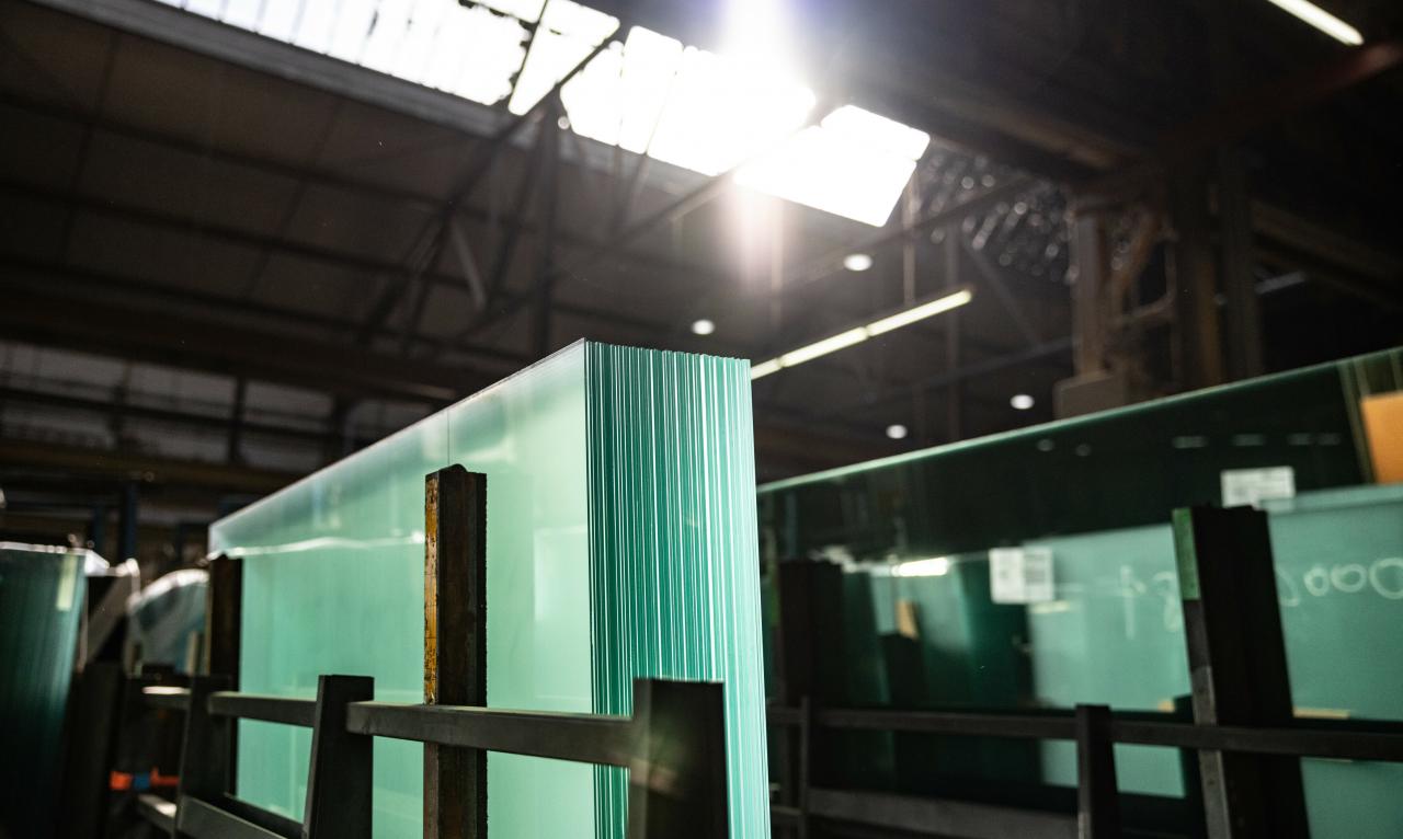 gelagertes Flachglas