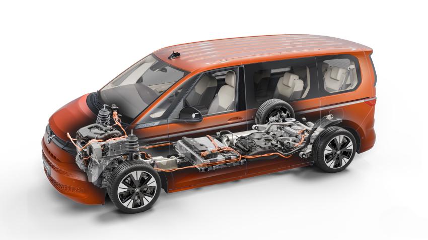Volkswagen Mulitvan eHybrid 4Motion Skelettzeichnung